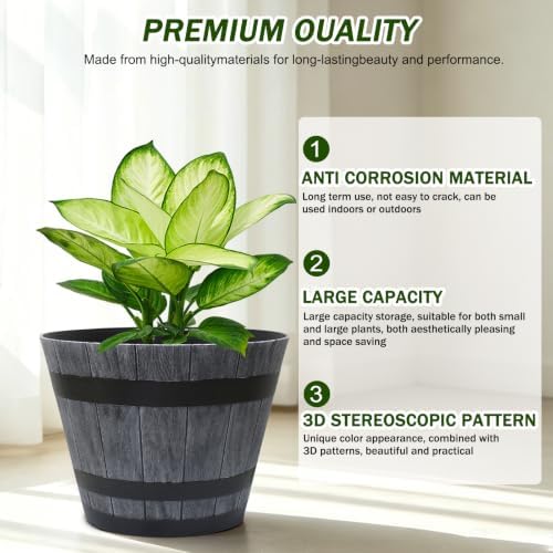 20" 2 Pack Plastic Whiskey Barrel Planters planters for outdoor plants - Image 4