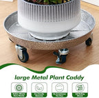 Planterhoma 3 Packs 18 Inch Metal Plant Caddy with Wheels Extra-Large Rolling Plant Stand Heavy-Duty Iron Plant Dolly Casters for Indoor Outdoor Flower Pot Mover Roller Coasters, Silver-Black - Image 4