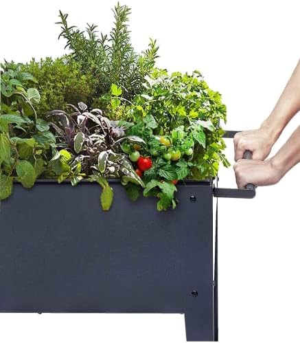 48.5*24.5*35.4in Raised Garden Bed, Raised Planter Box with Legs Outdoor Elevated Garden Bed On Wheels for Vegetables Flower Herb Patio （Black） - Image 3