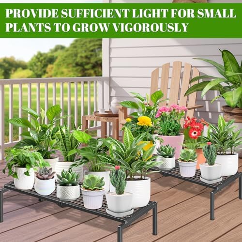 1 Tier Metal Plant Stand Indoor Outdoor, Potted Multiple Flower Pot Holder Rack Plant Shelf, Heavy Duty Planter Display Shelving for Patio Balcony Garden Living Room Decorative (Black) - Image 4