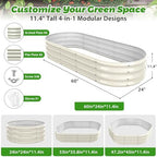 White Oval Raised Garden Bed / Galvanized Steel Planter Box,5 x 2 x 1FT - Image 5