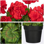 Briful Artificial Geranium Potted Plant – 16” Tall, Realistic Silk Flowers with Vibrant Green Leaves, Red Geraniums Fake Flowers for Outdoors Valentine's Day Home Décor, Farmhouse Office Tables Decor - Image 4