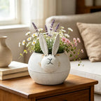 Rustic Metal Bunny Flower Pot, Distressed White Metal Rabbit Succulent Planter, Cute Planter Pot for Indoor Outdoor Home Garden Decor, Farmhouse Bunny Plant Holder - Image 5