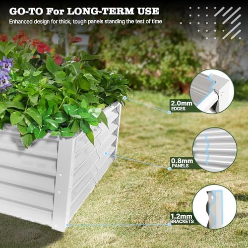 Anleolife 4x4x1.5ft Square Galvanized Raised Garden Bed, Antique White - Image 3
