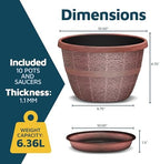 10-Inch Whiskey Barrel Planters Outdoor Pack of 10 - Durable Plastic Plant Pots for Indoor & Outdoor Use with Drainage & Saucer, Lightweight Rustic Barrel Planters for Flowers, Herbs & Small Plants - Image 2