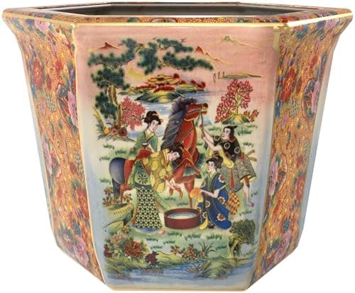 10" Horse in Meadow Porcelain Flower Pot by RedLantern