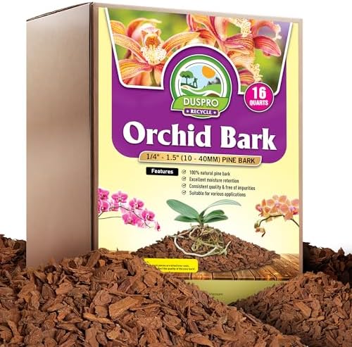 DUSPRO Orchid Bark for Plants, Natural Pine Bark for Orchid Repotting, 16QT by DUSPRO