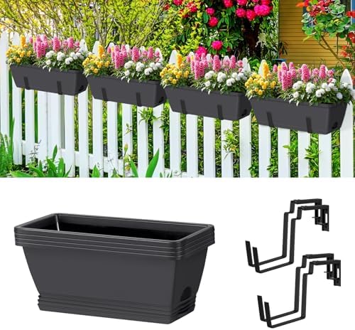 4 Pack 17 Inch Deck Railing Planter Boxes Adjustable Window Boxes Planters by smusei