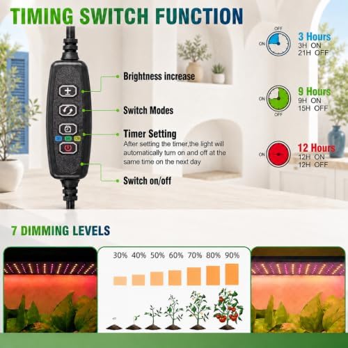 Indoor Greenhouse with Grow Light - 5 Tier DIY Plant Shelf with Cover, 4 Pack 48W Full Spectrum Grow Lights with Timer & 3 Color Mode for Indoor Plants, Seed Starting, Seed Tray 22x11.8x61 Inches - Image 4