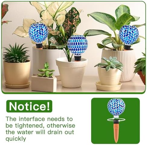 VOREEN Blue Mosaic Self Watering Globes 2 Pack, 500ml Handmade Glass Terracotta Plant Spikes, Automatic Self Watering Devices for Indoor Outdoor Pots, Decorative Water Saver Gift for Garden Lovers - Image 6