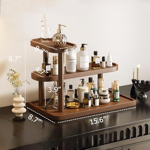 Brown Pine Wood Perfume Organizer, Perfume Display Vanity Storage Stand - Image 3