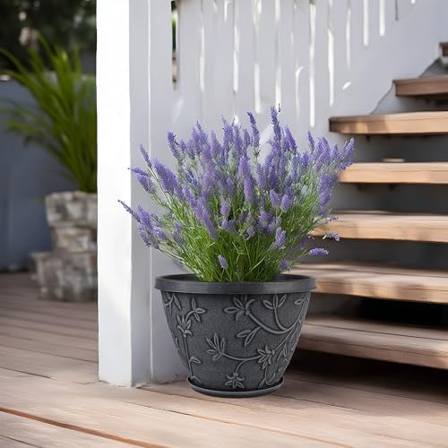 Nooulap 4 Pack 12 Inch Pots for Plants, Flower Pots Outdoor Indoor, Gray - Image 4