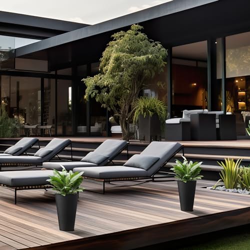 Kante Set of 2 Black Plastic Round Planters 13" Tall Home & Outdoor - Image 6