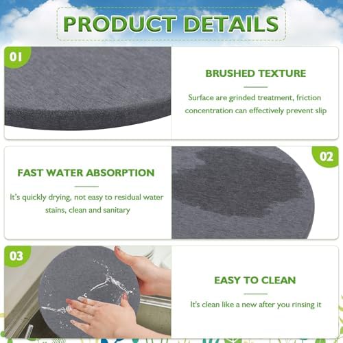 Diatomaceous Earth Coaster 4/6/8inch Diatomite Plant Saucer Stone Plant Sourcer Instant Dry Water Absorbent Diatomite Tray (Dark Gray) - Image 3