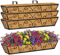 Y&M 4Pcs 30'' Large Railing Planter Boxes with Coco Liner, Outdoor Hanging Window Flower Boxes for Deck, Fence, Porch, and Patio by YM