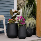 Beuta Large Poly Planters for Outdoor Plants - Set of 3, 15.5/18/20.5 Inches Outdoor Planters for Porch - Tall Planter for Outdoor & Indoor Plants | Large Indoor Plant Pot - USA Made - Black - Image 2