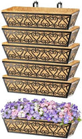 6 Pack 24 Inch Deck Railing Planter Box - Window Boxes Planters with Adjustable Brackets Coco Liners Balcony Planters Railing Hanging for Window Flower Boxes Outdoor Garden Decor by EINYEXW