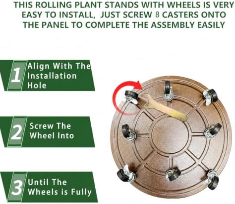 20" Metal Heavy Duty Rolling Plant Caddy with Wheels, 2-Pack Stand - Image 3