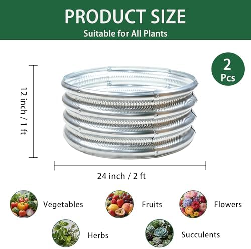 Gartist 2 Pcs 2x2X1 FT Round Galvanized Raised Garden Bed Kit, Silver Outdoor Planter Garden Bed, Metal Raised Box for Vegetables, Fruits, Flowers & Herbs - Image 2