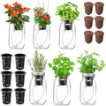Teenyyou 6 Set Hydroponic Mason Garden Jar Kit Self Watering Herb Hydroponic Planter Starter Kit with Net Pot Garden Flower Plant Growing Gift for Indoor Herbs Windowsill Gardening by Teenyyou