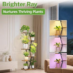 iDavosic.ly 5 Tier Tall Plant Stand with Grow Light for Indoor, Black Brown - Image 5