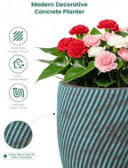 Ocean Teal Veil Large Twill Conical Round Planter 18.1" Tall - Image 3