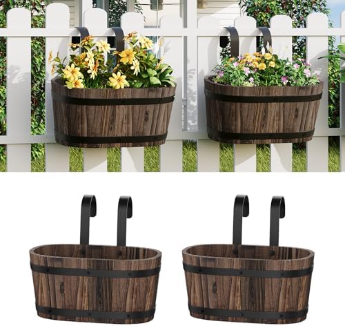 2Pack Wood Fence planters Window boxes planters Railing planter box porch by Dawnyard