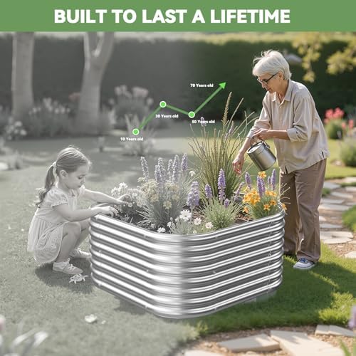 4 Pack 3x3FT Corrugated Galvanized Steel Raised Garden Bed Outdoor, Metal Above Ground Garden Bed for Vegetables and Flowers, Raised Beds for Gardening-3x3FTx10Inch - Image 5