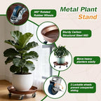 Planterhoma 4 Packs 16 Inch Metal Plant Caddy with Wheels Extra-Large Rolling Plant Stand Heavy-Duty Iron Plant Dolly Casters for Indoor Outdoor Flower Pot Mover Roller Coasters, Copper - Image 3