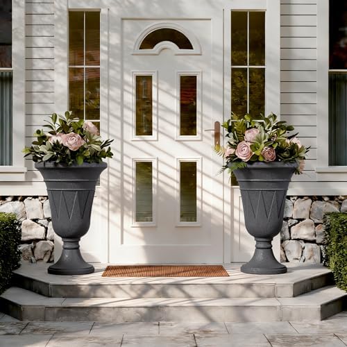 24"Tall Urn Planters for Outdoor Plants, Urns and Pedestal Set of 2 - Image 7