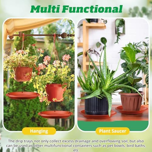 Hanging Planter for Plant, 12" Plant Saucer with Chain(10 Pcs,Brick Red） - Image 4