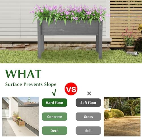 Raised Garden Bed with Legs, 48x24x30'', Outdoor Wood Elevated Planter Box, Thick Legs, w/Liner - Image 5