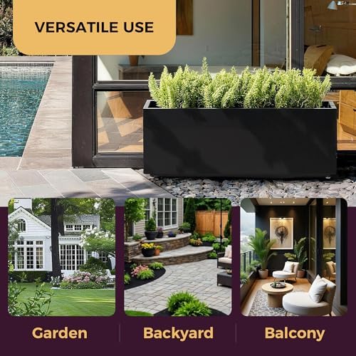 40Wx12Dx16H Black Metal Planter Box, Easy Assembly Raised Garden Bed - Image 7