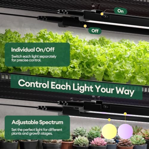 Maygrove Grow Lights for Indoor Plants, Tunable Spectrum 2FT LED Growing Lamp 120W (8 x 15W), T5 Grow Light Strip for Seed Starting, Vegetables, Linkable, Black, 8-Pack - Image 5