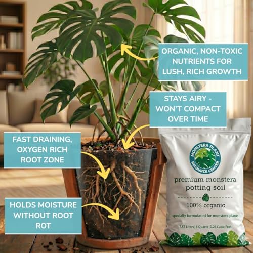 Organic Monstera Potting Soil, Quick-Draining Aroid Mix, Large 7.5L Bag - Image 2