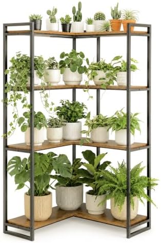 Bamworld Corner Plant Stand Tall Indoor Plant Shelf for Multiple Plants - Image 2