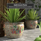 Red Lantern Large 18" Rose Medallion Porcelain Fishbowl Planter - Image 2