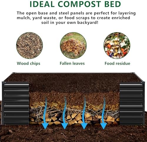 DIIYIV Galvanized Raised Garden Bed Kit Outdoor Patio,12x2x2ft Large Rectangular Metal Planter Boxes,Deep Root Box Planter for Gardening,Vegetables,Flowers,Herbs-Black - Image 3
