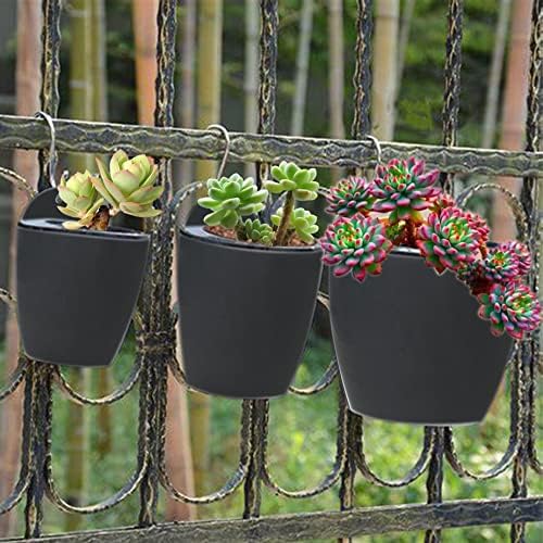 HOSTIC 7 Packs Lazy Flower Pots Shelf Water Planter Pot of Walls Self Watering Flowerpot with Hooks Suitable for Indoor and Outdoor Black - Image 7