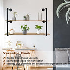 Clothes Hanger Pole Wall Mount, 72" Heavy Duty Detachable Black Iron Garment Bar Hanging Rod Holder, Clothes Rail Shelf Wardrobe Organizer for Laundry Room & Closet Storage, 3 Base - Image 2
