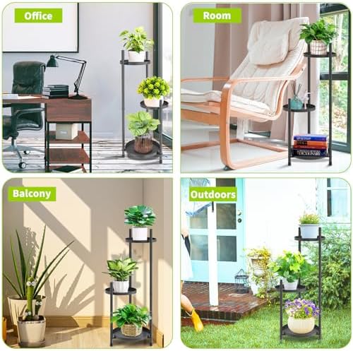 3 Tier Plant Stand Indoor Tall, Black Metal Corner Plant Stands for Indoor Multiple Plants, Flower Pot Stands Outdoor Holders Plant Shelf Display Rack for Garden Balcony Patio Living Room - Image 6