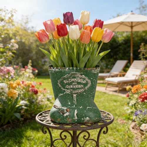 Vintage Distressed Metal Boot Planter with Bird Accent Farmhouse Decorative Plant Pot for Succulents, Small Plants & Floral Arrangements, Boot-Shaped Flower Pot for Indoor Outdoor Garden Balcony Decor - Image 5