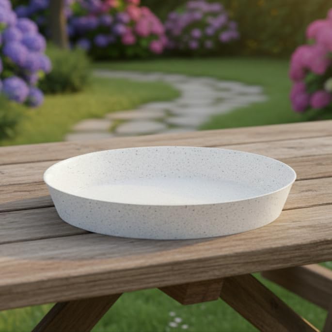 Saucers 10in (8.3in Base) White Granite Case of 10 - Image 4