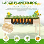 4 FT Outdoor Wooden Raised Garden Bed, Elevated Large Planter Box with Legs for Vegetable/Flower, Standing Growing Bed for Gardening/Backyard/Patio/Balcony, Natural - Image 4
