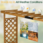 Outvita 72" Raised Garden Bed with Trellis, Wood Planter Box with Hanging Roof, Side Trellis and Drainage Holes, Above Ground Elevated Garden Bed for Outdoor Climbing Plants Vegetables(Teak Color) - Image 7