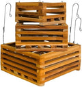 Set of 3 Strong Wooden Orchid Baskets with Hangers, Vanda Baskets for Outside by Desquiggle