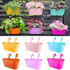 LaLaGreen Balcony Rail Planter (11.2 in, 6 Pack) Rainbow Metal Flower Pots by L%C3%A1L%C3%A1Green