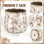 Bokon 7 x 6.3 Inch Ceramic Planter Vintage Scroll Planter,White Floral - Image 2