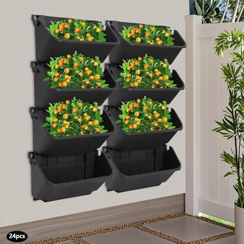 Vertical Wall Planter with 24 Pots, Wall-Mounted Hanging Garden Planter - Image 7