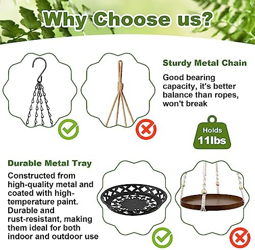 Enhon 4 Pack Plant Hanger, 12" Metal Hanging Planter for Indoor Plants - Image 3